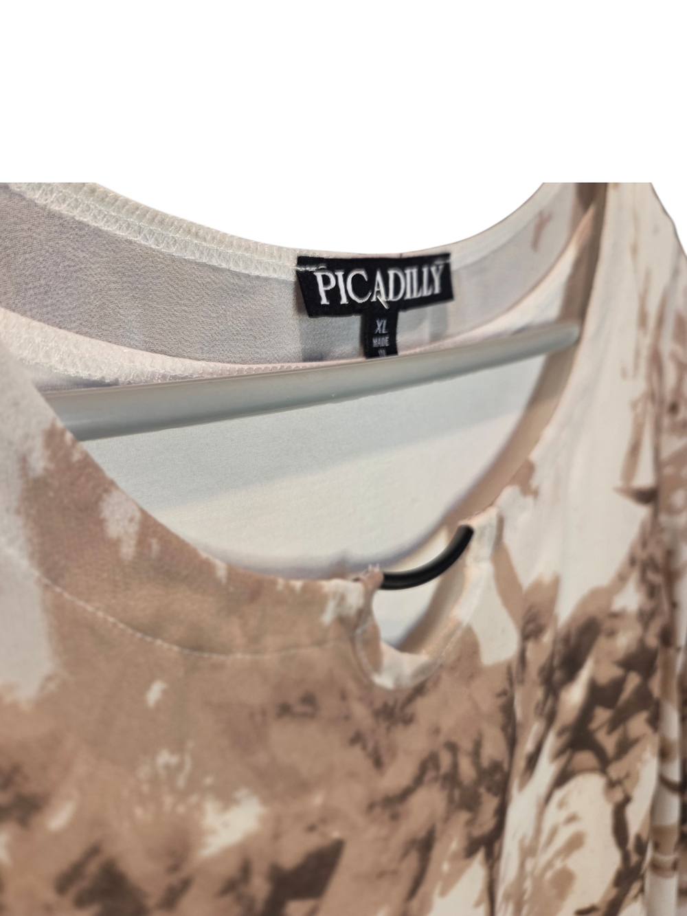 Picadilly Elegant "Tie-Dye" Style Keyhole Blouse - Picture 5 of 6